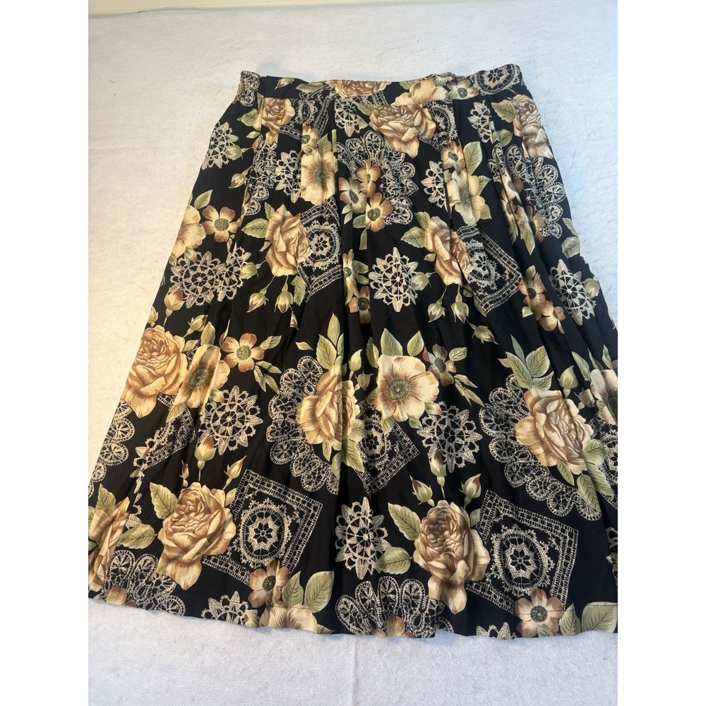 Sag Harbor Skirt Womens XL Dark Floral Peasant Boho Festival Flower Cottagecore